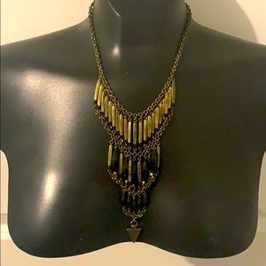 Gold/bronze and black necklace